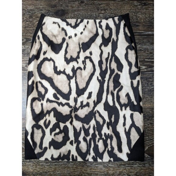 Diane Von Furstenberg DVF Mae Leopard Wool Silk Pencil Skirt Size 4 - Picture 2 of 12